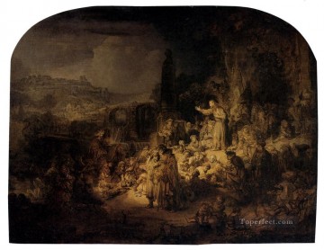 Rembrandt van Rijn Painting - San Juan Bautista predicando a Rembrandt